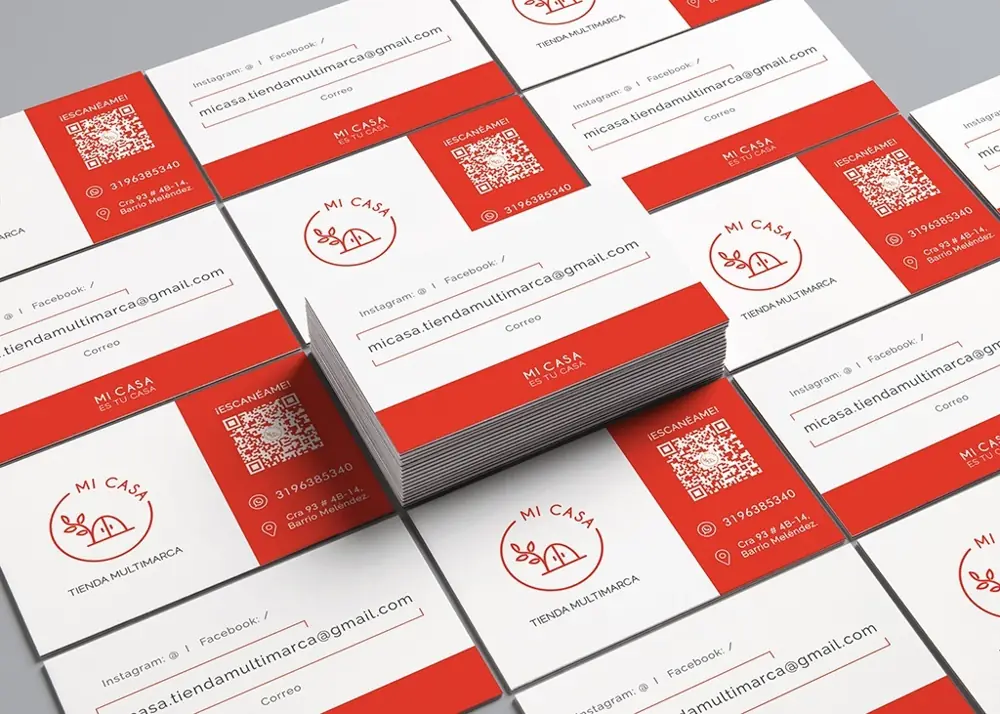 Tarjetas de presentación diseñadas para la tienda Mi Casa
