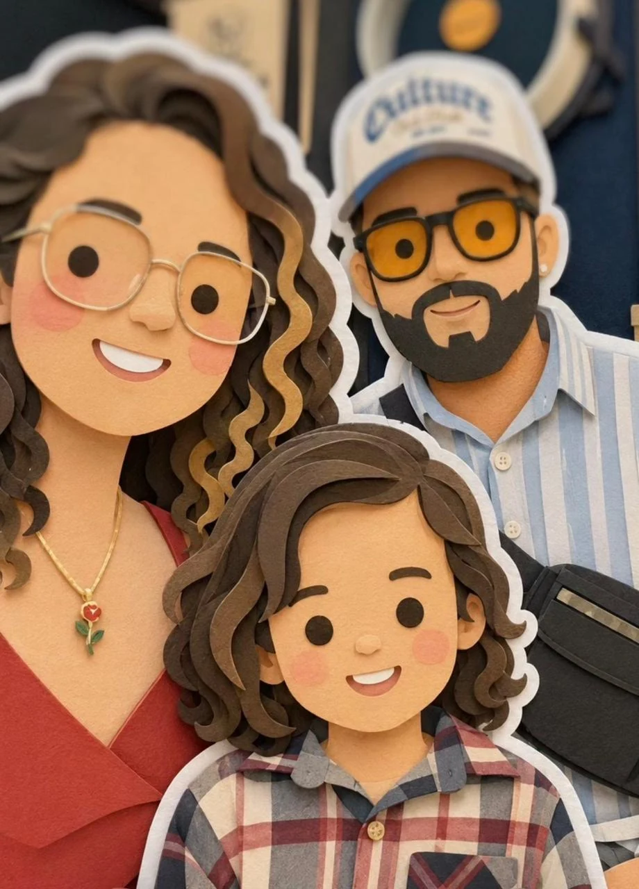 Ilustración de Marce, Luisão y Amaru, familia de creadores UGC